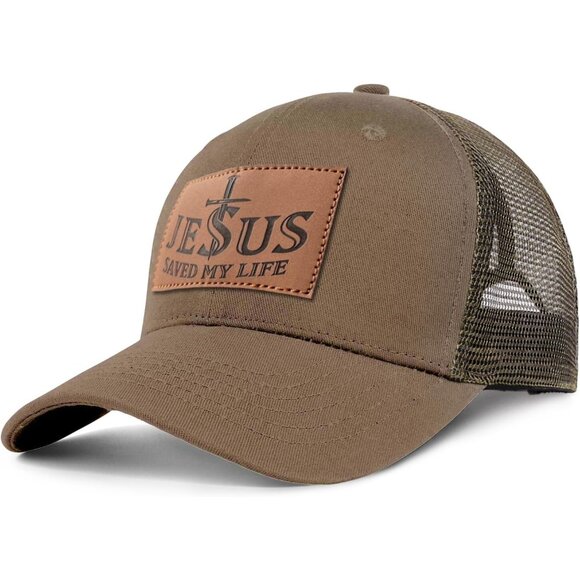 Brown Pure Cotton Christian Hats for Men Faith Over Fear Baseball/Trucker Hat - Picture 1 of 7